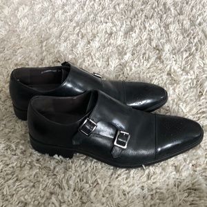 Black Brown black leather shoes worn in good condition.
